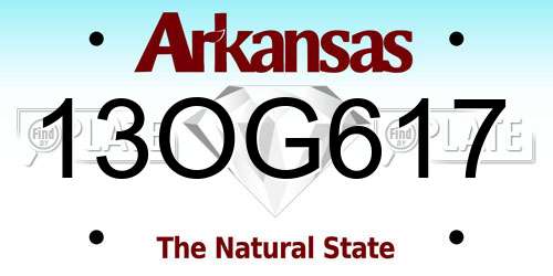 13OG617 Arkansas License Plate