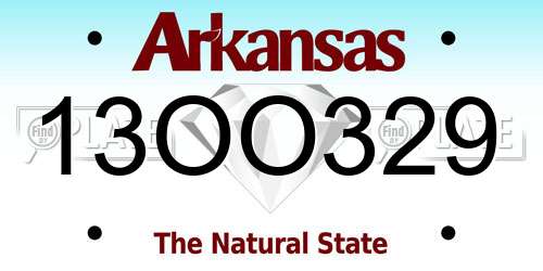 13OO329 Arkansas License Plate
