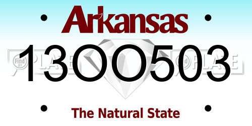 13OO503 Arkansas License Plate
