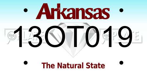 13OT019 Arkansas License Plate