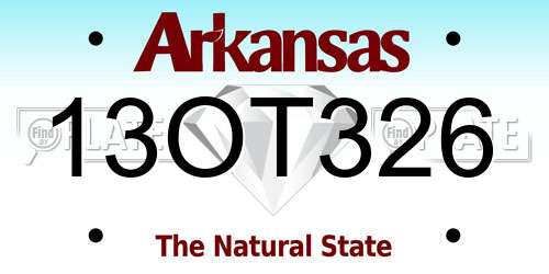 13OT326 Arkansas License Plate