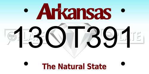 13OT391 Arkansas License Plate