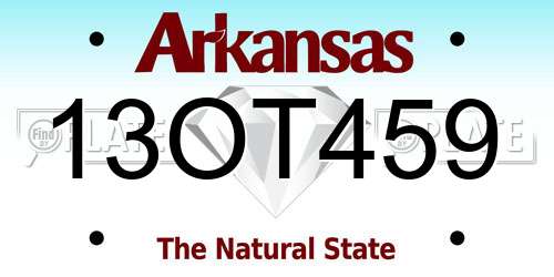 13OT459 Arkansas License Plate