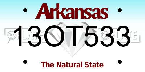 13OT533 Arkansas License Plate