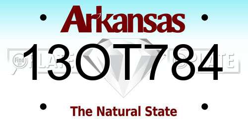 13OT784 Arkansas License Plate