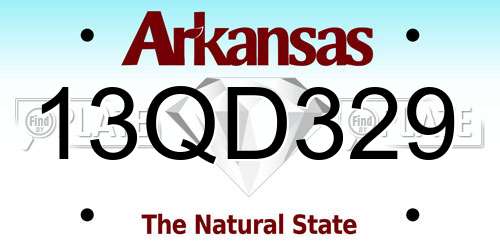 13QD329 Arkansas License Plate