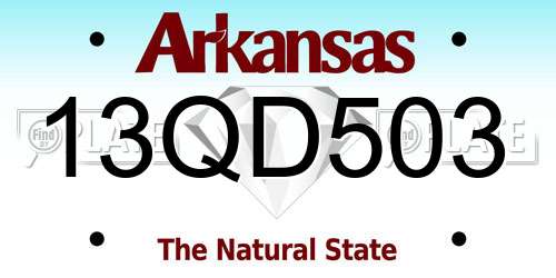 13QD503 Arkansas License Plate