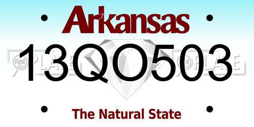 13QO503 Arkansas License Plate