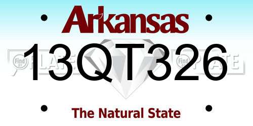 13QT326 Arkansas License Plate