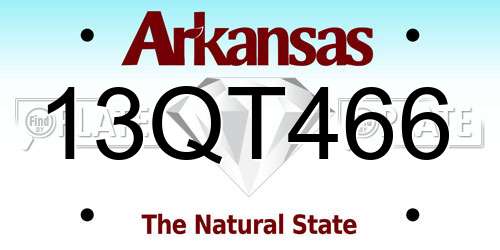 13QT466 Arkansas License Plate