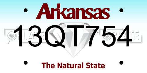 13QT754 Arkansas License Plate
