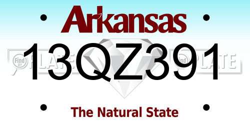 13QZ391 Arkansas License Plate