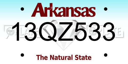 13QZ533 Arkansas License Plate