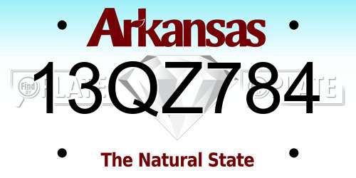 13QZ784 Arkansas License Plate