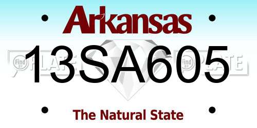 13SA605 Arkansas License Plate