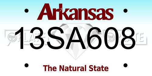 13SA608 Arkansas License Plate