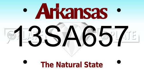 13SA657 Arkansas License Plate