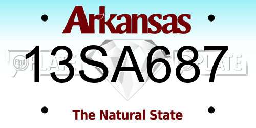 13SA687 Arkansas License Plate