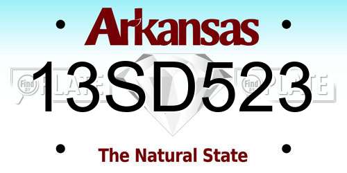 13SD523 Arkansas License Plate