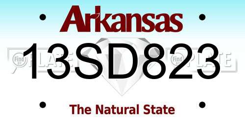 13SD823 Arkansas License Plate