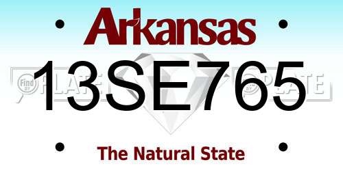 13SE765 Arkansas License Plate