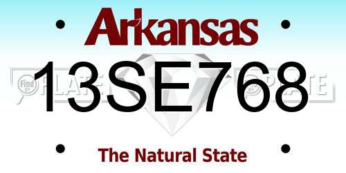 13SE768 Arkansas License Plate