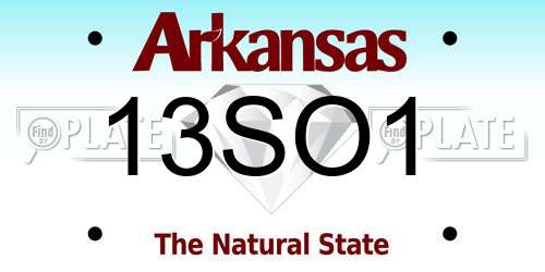 13SO1 Arkansas License Plate
