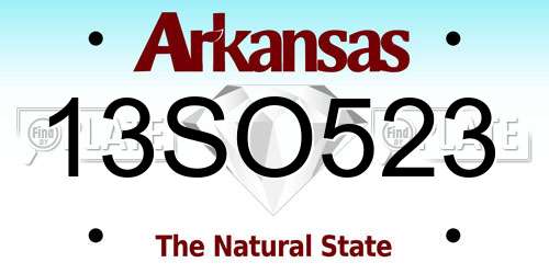 13SO523 Arkansas License Plate
