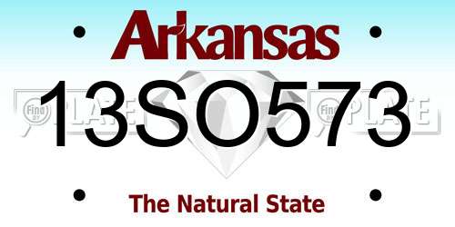 13SO573 Arkansas License Plate