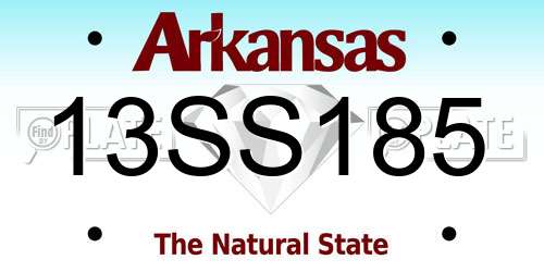 13SS185 Arkansas License Plate