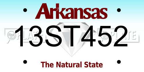 13ST452 Arkansas License Plate