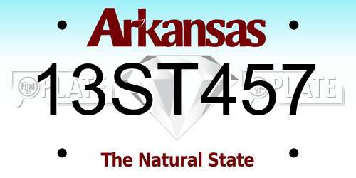 13ST457 Arkansas License Plate