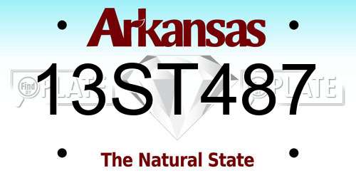 13ST487 Arkansas License Plate