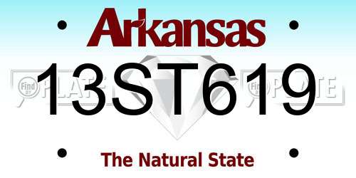 13ST619 Arkansas License Plate