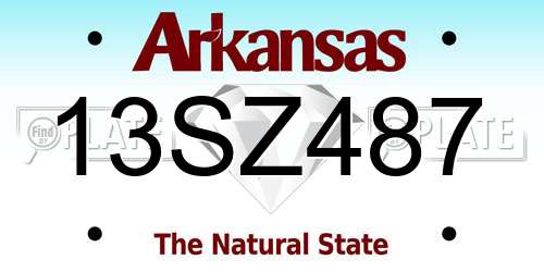 13SZ487 Arkansas License Plate