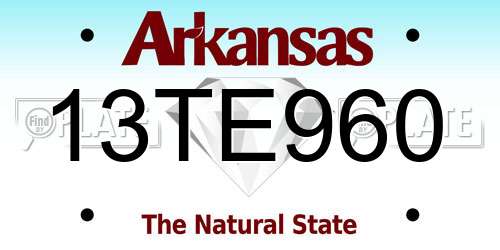 13TE960 Arkansas License Plate