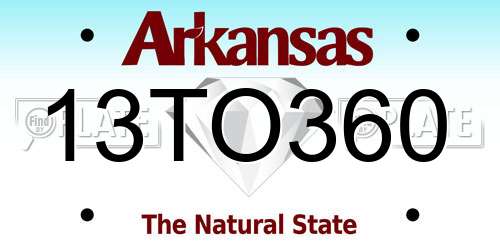 13TO360 Arkansas License Plate