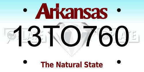 13TO760 Arkansas License Plate