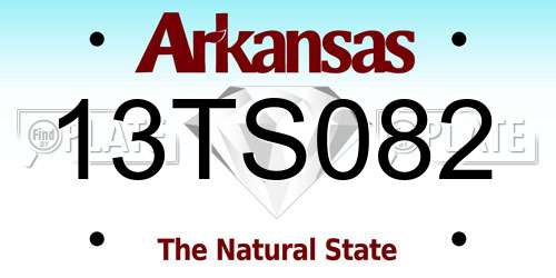 13TS082 Arkansas License Plate