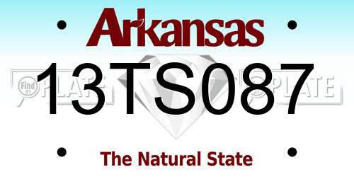 13TS087 Arkansas License Plate