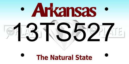 13TS527 Arkansas License Plate