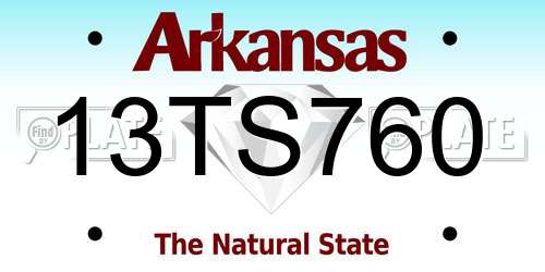 13TS760 Arkansas License Plate