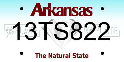 13TS822 Arkansas License Plate