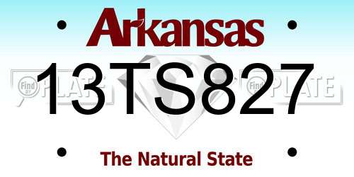 13TS827 Arkansas License Plate