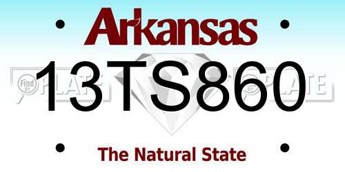 13TS860 Arkansas License Plate
