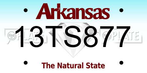 13TS877 Arkansas License Plate