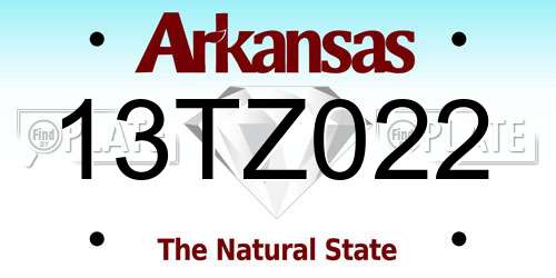 13TZ022 Arkansas License Plate