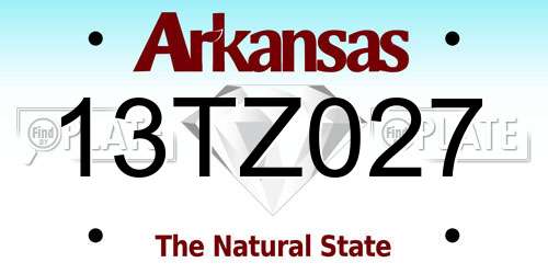 13TZ027 Arkansas License Plate