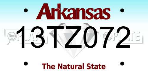 13TZ072 Arkansas License Plate
