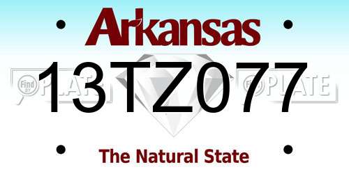 13TZ077 Arkansas License Plate